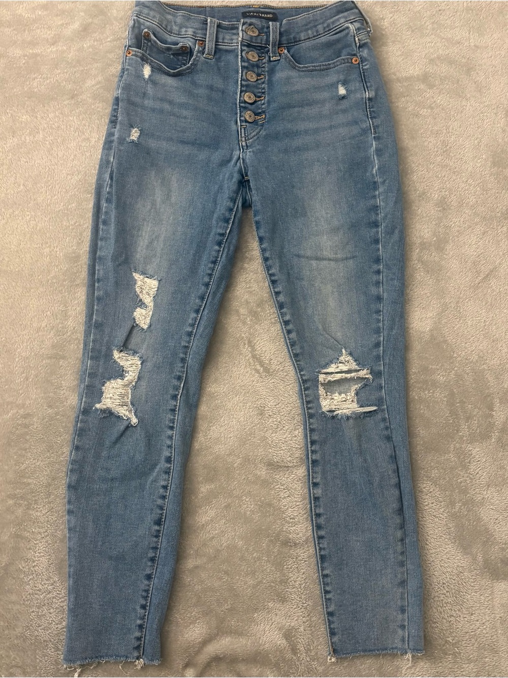 Lucky Brand High-Rise Distressed Skinny Jeans - Light Blue Size 6 / 28